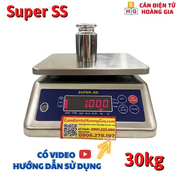Cân Điện Tử 30kg INOX Super SS - Chuyên Cân Thủy Sản Nước Muối Mặn - Cân điện tử Hoàng Gia | Uy tín 10+ năm, Uy Tín, Giá Tốt Cân điện tử 30kg INOX Super SS chống nước