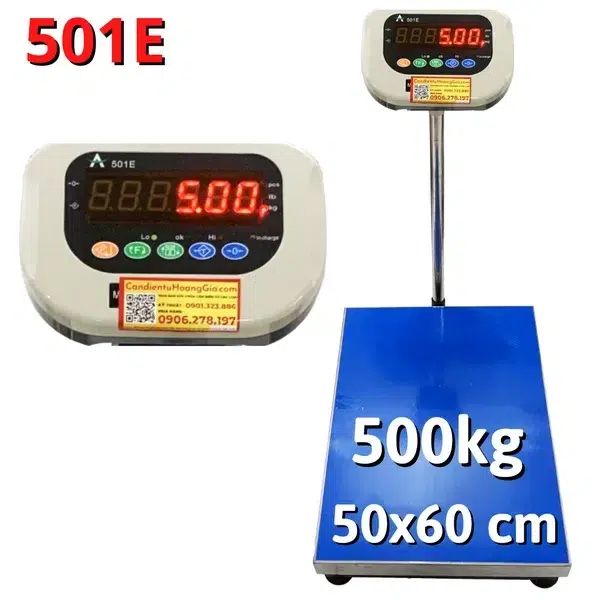 Cân Bàn Điện Tử 500kg 50 x 60 cm 501E- Cân Công Nghiệp - Cân điện tử Hoàng Gia | Uy tín 10+ năm, Uy Tín, Giá Tốt Cân bàn điện tử 500kg 501E cân công nghiệp chịu lực cao