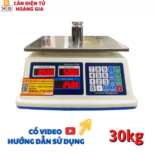 Cân điện tử 30kg WSA Cân Tính Tiền Chống Nước 100% - Thương Hiệu Nhật - Cân điện tử Hoàng Gia | Uy tín 10+ năm, Uy Tín, Giá Tốt cân điện tử 30kg WSA chống nước bán hàng