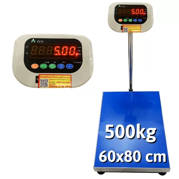 Cân Bàn Điện Tử 500kg 60X80 cm 501E- Cân Công Nghiệp - Cân điện tử Hoàng Gia | Uy tín 10+ năm, Uy Tín, Giá Tốt Cân bàn điện tử 500kg 501E cân công nghiệp 60x80cm