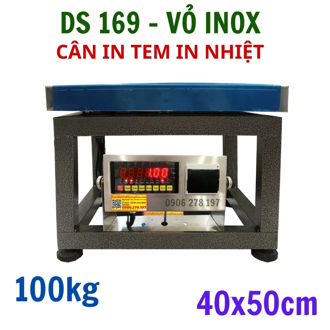 Cân điện tử in phiếu DS 169 - Cân Ghế Ngồi 100kg 200kg 300kg - Cân Nhật Bản Vỏ INOX - Cân điện tử Hoàng Gia | Uy tín 10+ năm, Uy Tín, Giá Tốt Đầu cân DS 169 in phiếu nhiệt