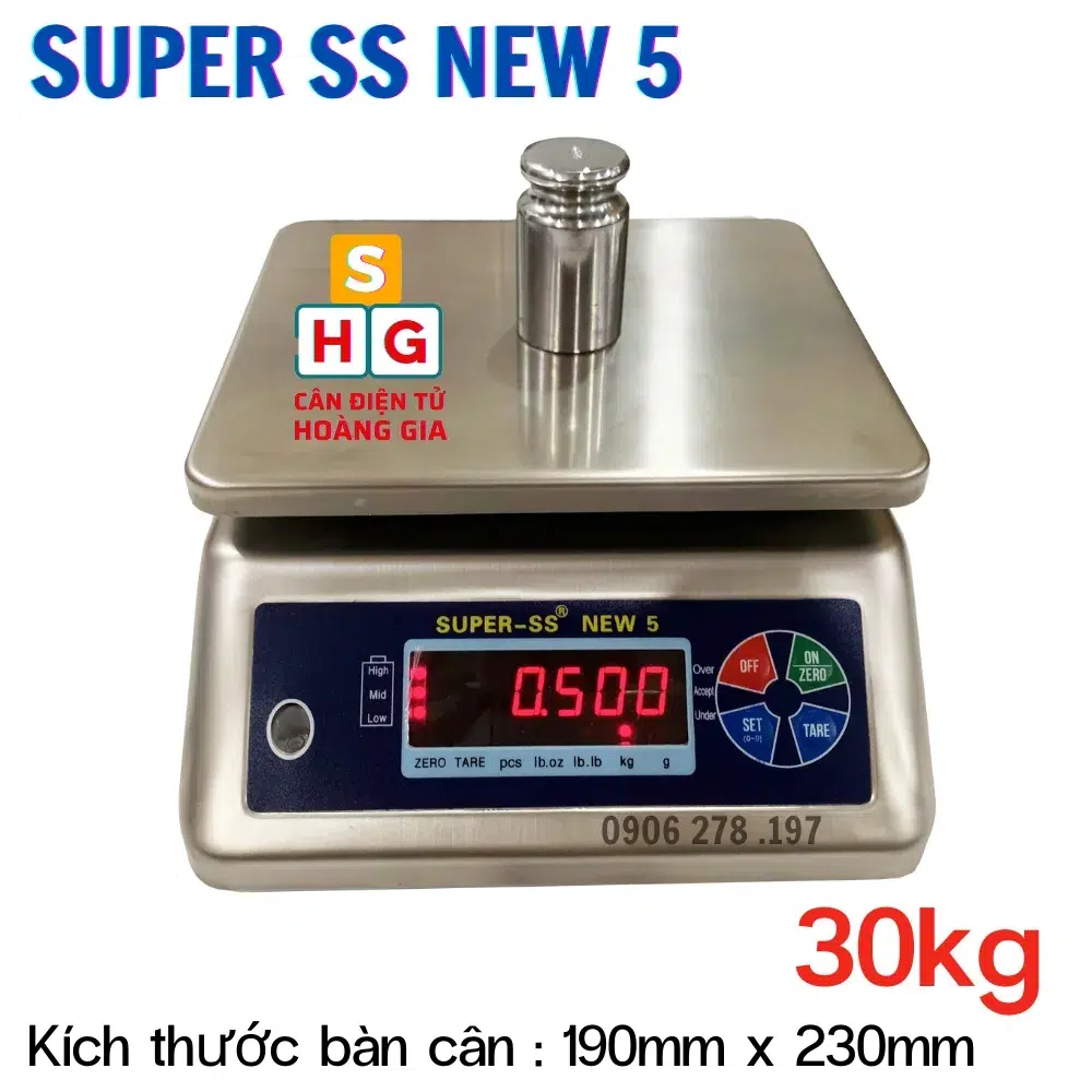 Cân Điện Tử Super SS NEW 5 - Chuyên Thủy Sản 30kg 15kg 6kg 3kg - Cân điện tử Hoàng Gia | Uy tín 10+ năm, Uy Tín, Giá Tốt Cân điện tử Super SS NEW 5 chống nước thủy sản